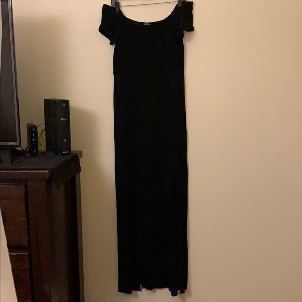 Express off the shoulder dual slit long maxi dress